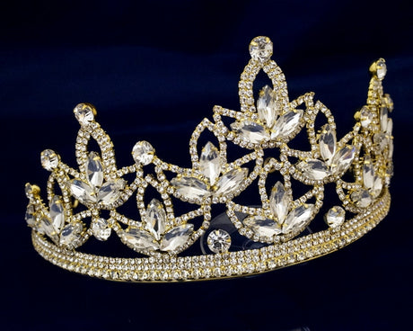Gold Crystal Rhinestone Crown Tiara