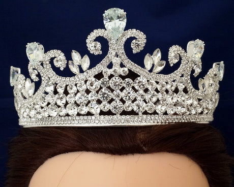 Silver Crystal Rhinestone Crown Tiara