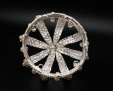 Silver Full King Pearl Crown with Rhinestone Crucifix