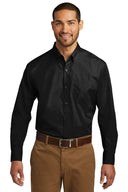 Camisa de popelina sin preocupaciones de manga larga para mujer, talla alta Port Authority®