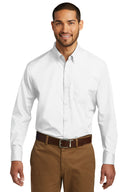 Camisa de popelina sin preocupaciones de manga larga para mujer, talla alta Port Authority®