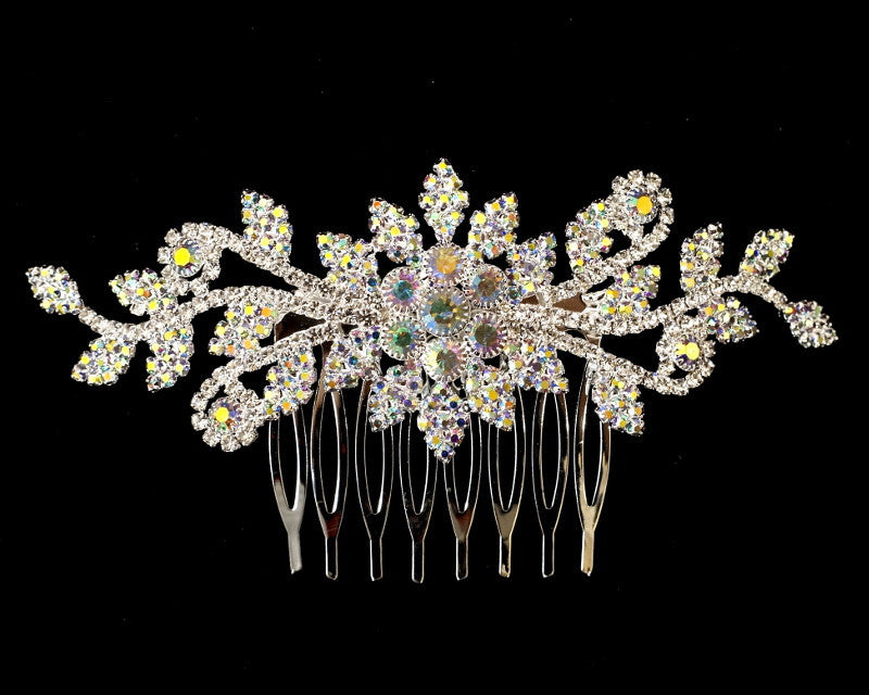 Silver AB Crystal Bridal Hair Comb Rhinestone Wedding Accessory