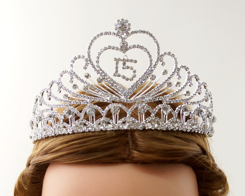 Silver Crystal Rhinestone Tiara “Mis Quince Años