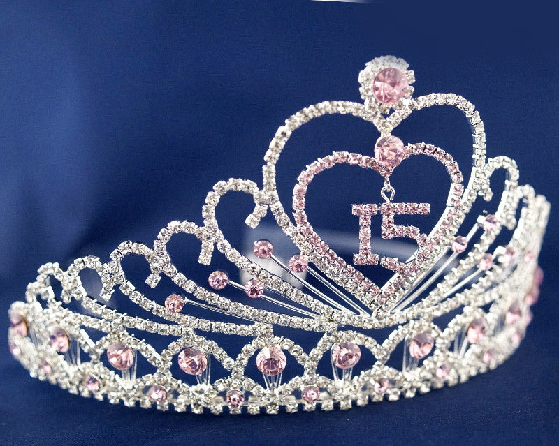 Pink Crystal Rhinestone Tiara “Mis Quince Años