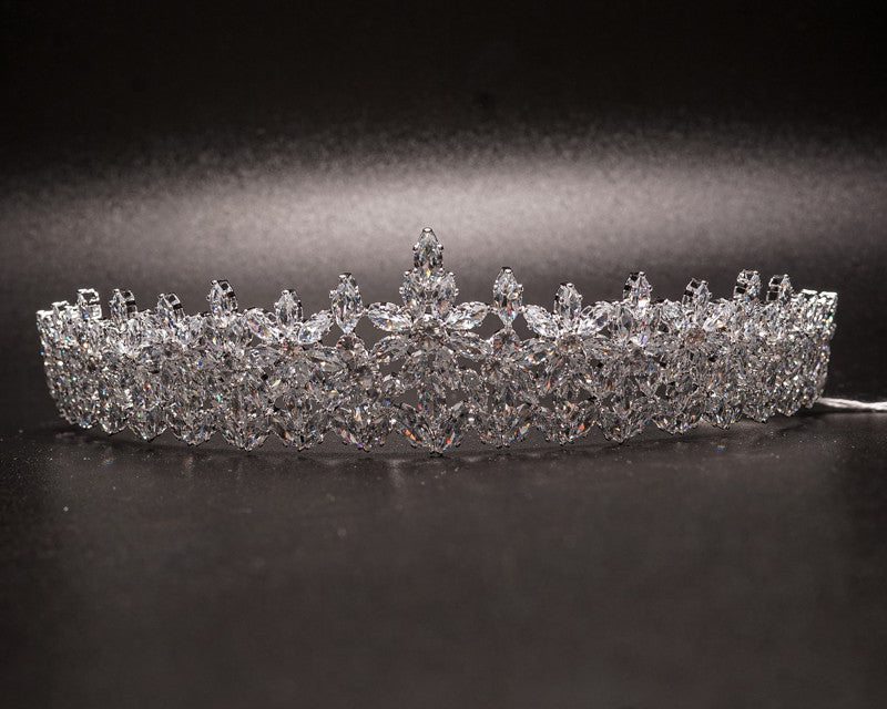 1 1/2" Silver Tiara with Clear Gem Stones