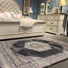 Medallion Vintage Faded Print Style Polypropylene Fabric - Faded Medallion Print, Black, Low Pile, 5' X 7' (1 Rug)