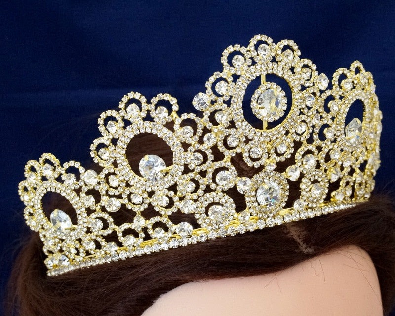 Gold Crystal Rhinestone Crown Tiara