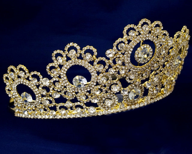 Gold Crystal Rhinestone Crown Tiara