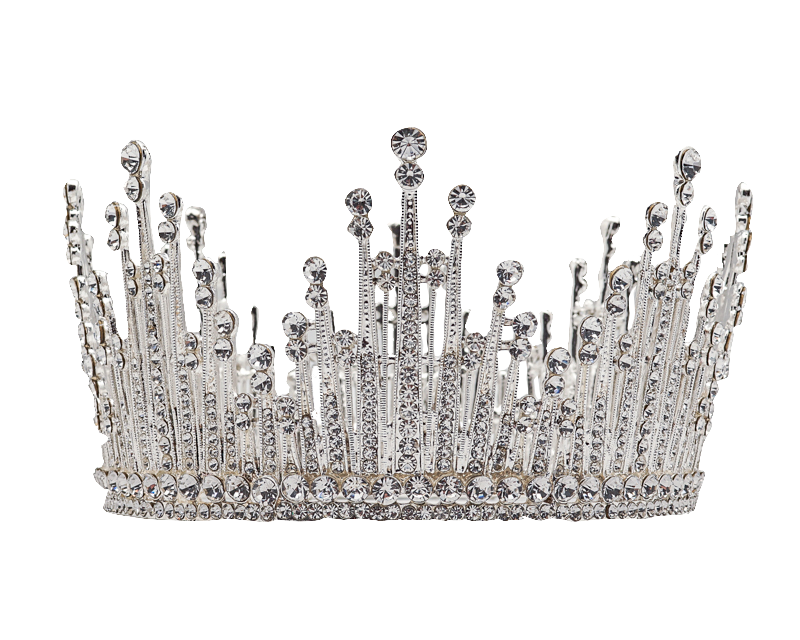 3 1/4" Silver Full Crown with Clear Rhinestones