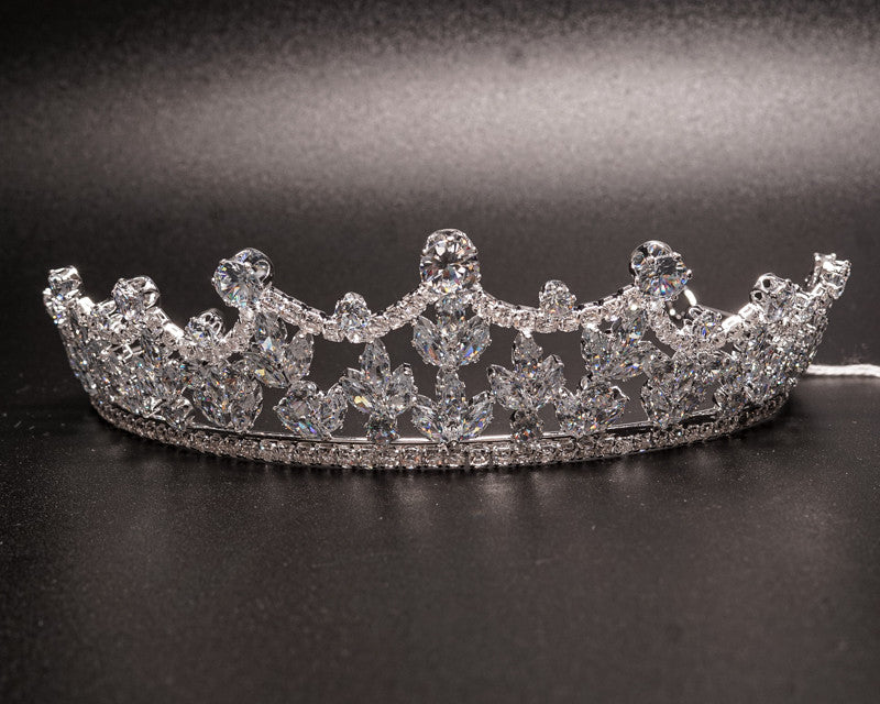 1 3/4" Silver Tiara with Clear Rhinestones and Gem Stones