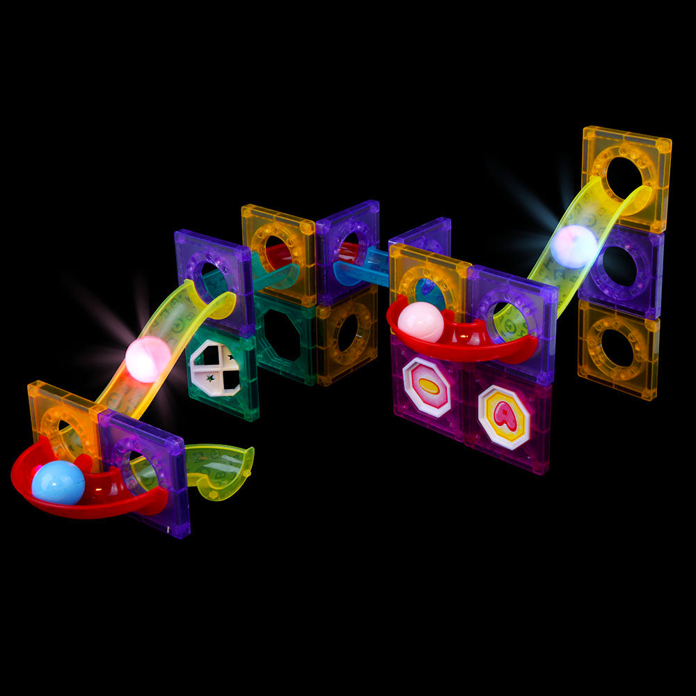 Light-Up Ball Run Magnetic Tile Set
