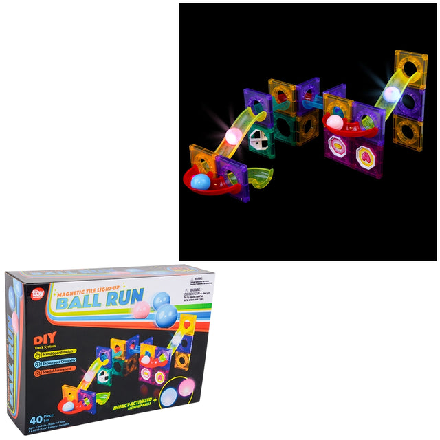 Light-Up Ball Run Magnetic Tile Set