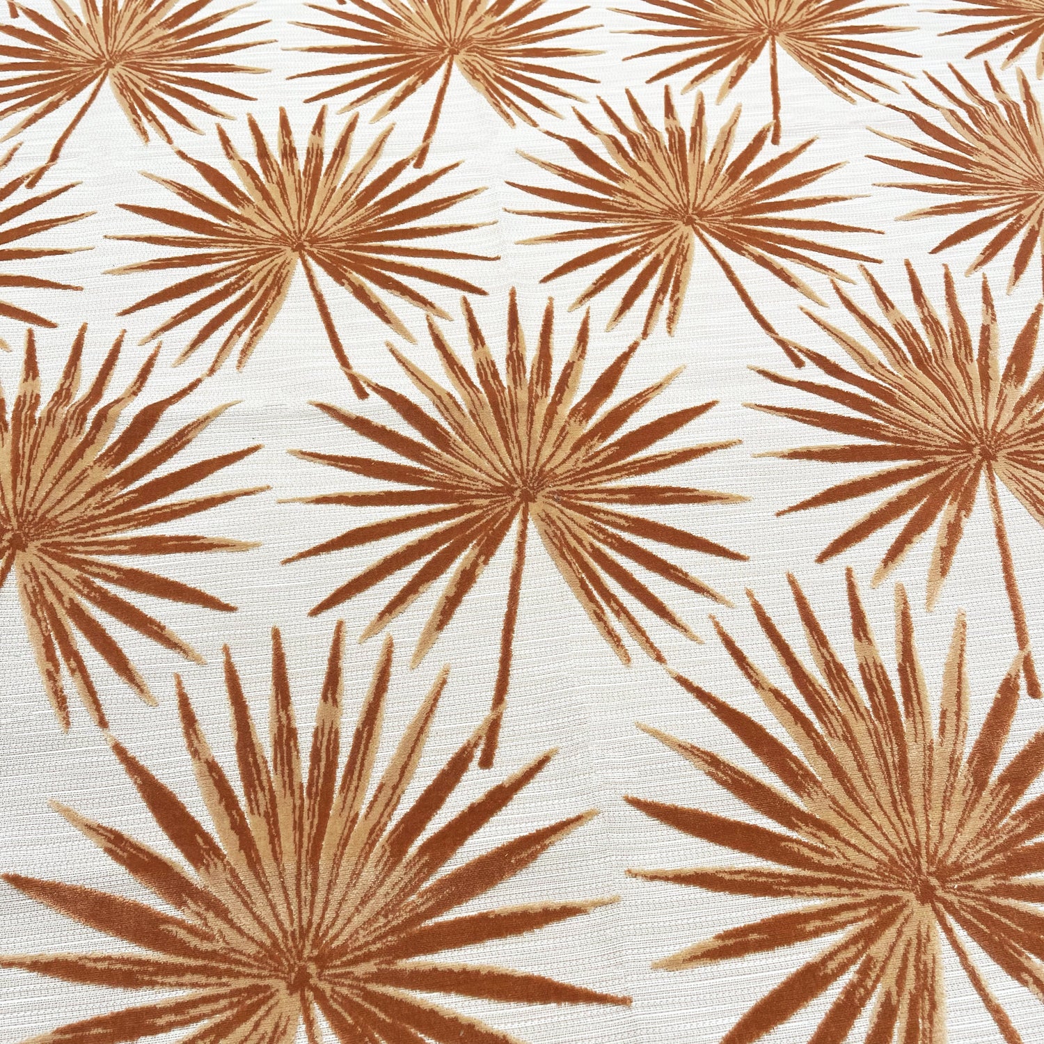 Cut Velvet Upholstery Fabric Tahiti Botanical Palm Leaves