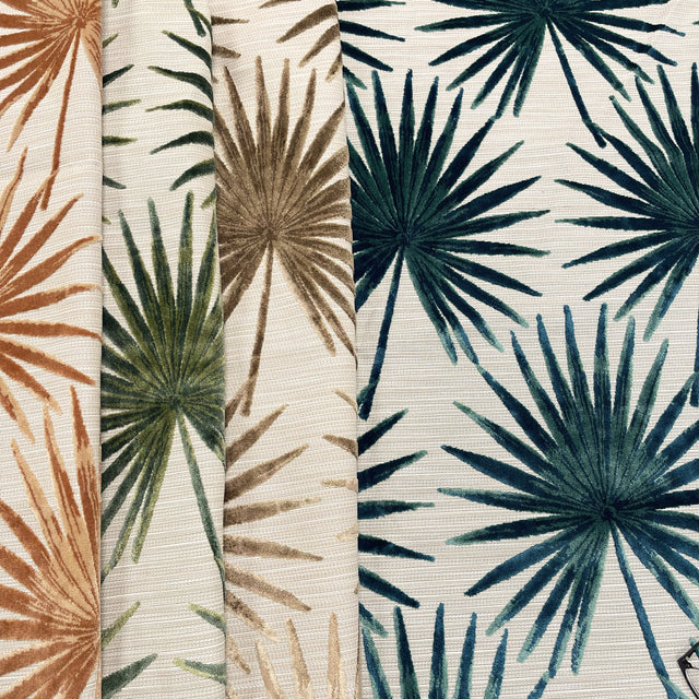 Cut Velvet Upholstery Fabric Tahiti Botanical Palm Leaves