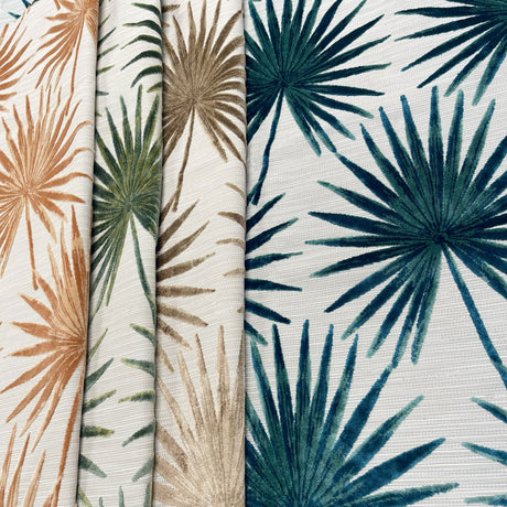 Cut Velvet Upholstery Fabric Tahiti Botanical Palm Leaves