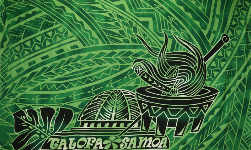 Talofa Samoa Kava Bowl Polyester Fabric - Kava Bowl, Traditional Tattoo Pattern, 70" L X 43" W (1 Sarong)