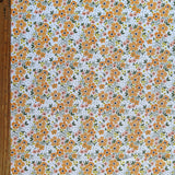 Swim Knit Tangerine Daisies on White Poly Spandex