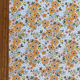 Swim Knit Tangerine Daisies on White Poly Spandex