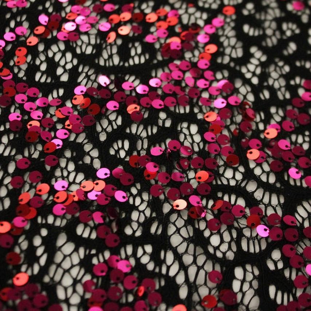 Stretch Lace Sequin Fabric Black