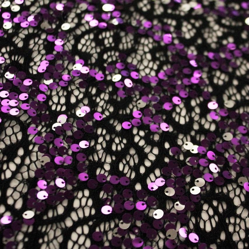 Stretch Lace Sequin Fabric Black
