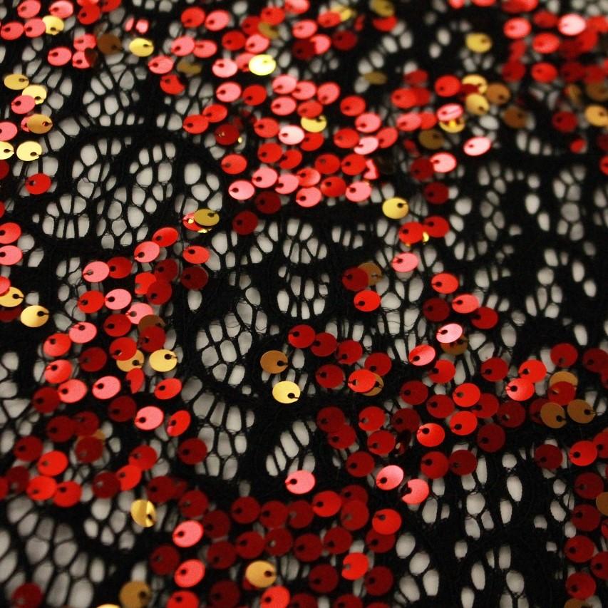 Stretch Lace Sequin Fabric Black