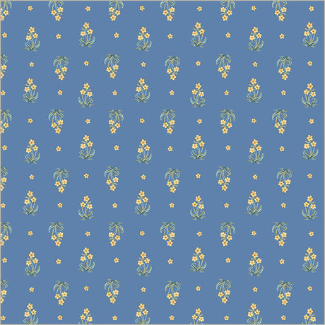 Cotton Print Tapestry Posy Powder Blue Fabric 43/44"
