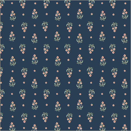 Cotton Print Tapestry Posy Prussian Fabric 43/44"