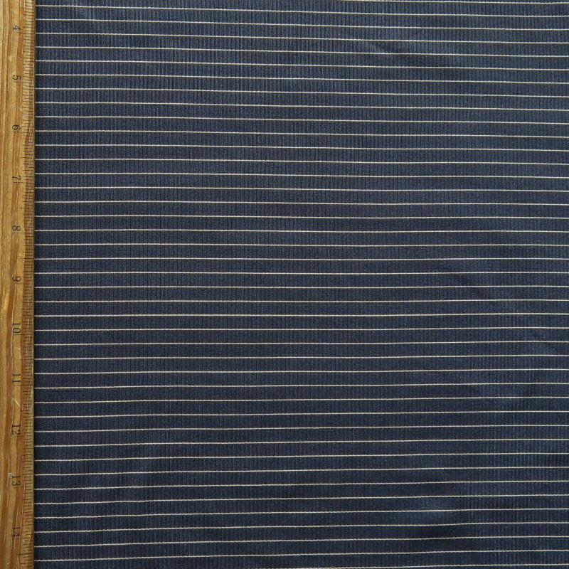 Swim Knit Taupe Micro Mini Stripe on Black Nylon Spandex Ribbed Fabric
