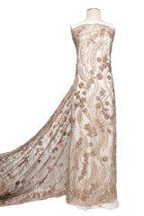 1 Yard Embroidered Tulle Lace Fabric with Elegant Intricate Design, 52" Wide
