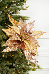 31” x 16.5" Champagne Velvet Metallic Poinsettia
