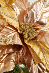 31” x 16.5" Champagne Velvet Metallic Poinsettia