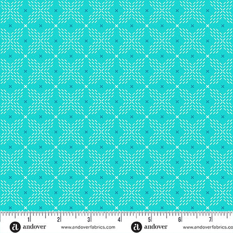 Cotton Fabric Teal Double Crossed Color Pop Playground 44/45"