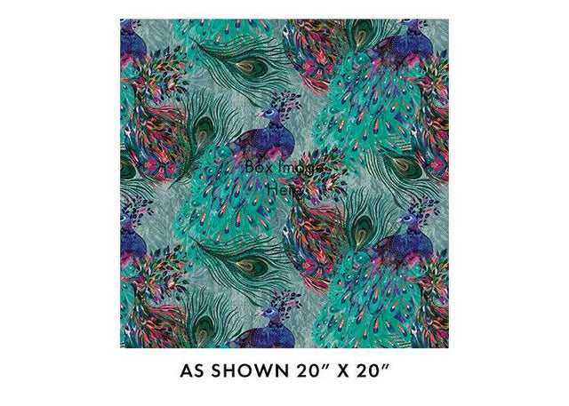 Cotton Peacock Print Fabric Teal/Multi 44/45"