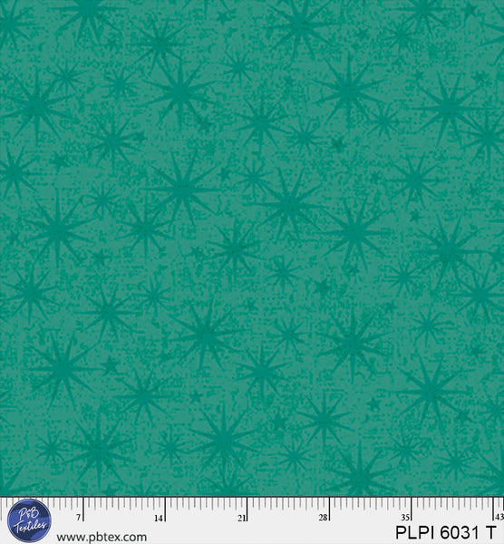 Cotton Fabric Teal Starburst Peace Love Pickleball 44/45"