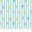 Cotton Print Teal Strips Springtime Squishmallows Fabric 44/45"