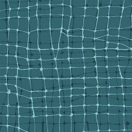 Teal Wiggly Plaid Cotton Fabric 44/45"