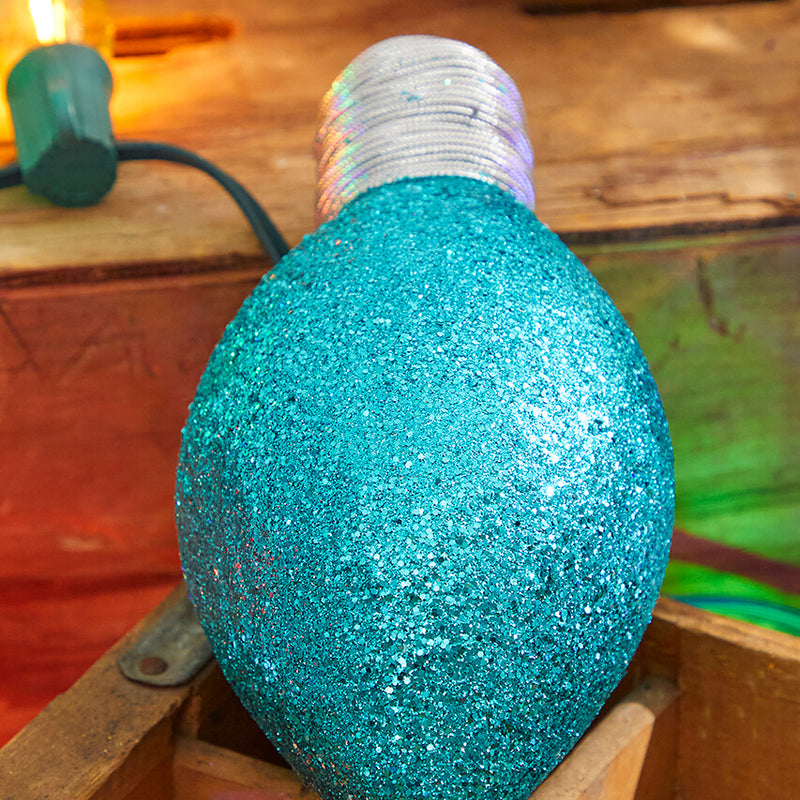 7" Teal Glitter Light Bulb Ornament