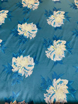 Multi Floral Color Jacquard Satin Fabric - Multi Floral Pattern, 58" Width (1 Yard)