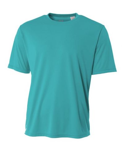 A4 NB3142 Youth Cooling Performance Crew Micro Poly Interlock Fabric - Teal, 44+ UPF, Moisture Wicking, Fade And Snag Resistant (1 Piece)