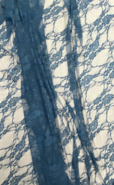 Teal Stretch Lace Nylon Spandex Fabric - Shimmery Floral Lace, 58/60" Width (1 Yard)