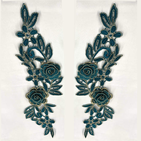 3D Floral Lace Applique Embroidered Net Mesh