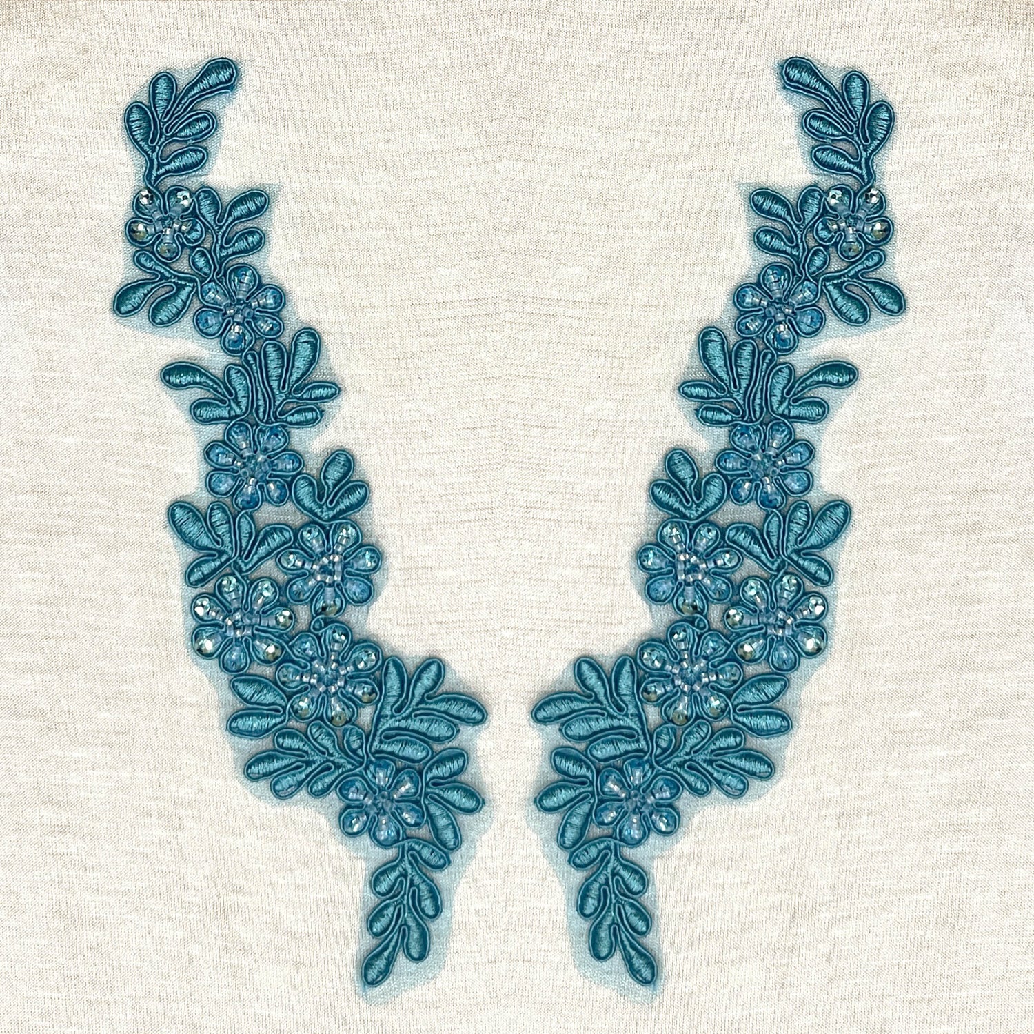 Beaded Corded Floral Lace Applique