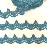 Beaded Corded Lace Trim on Polyester Net Mesh 3" Wide