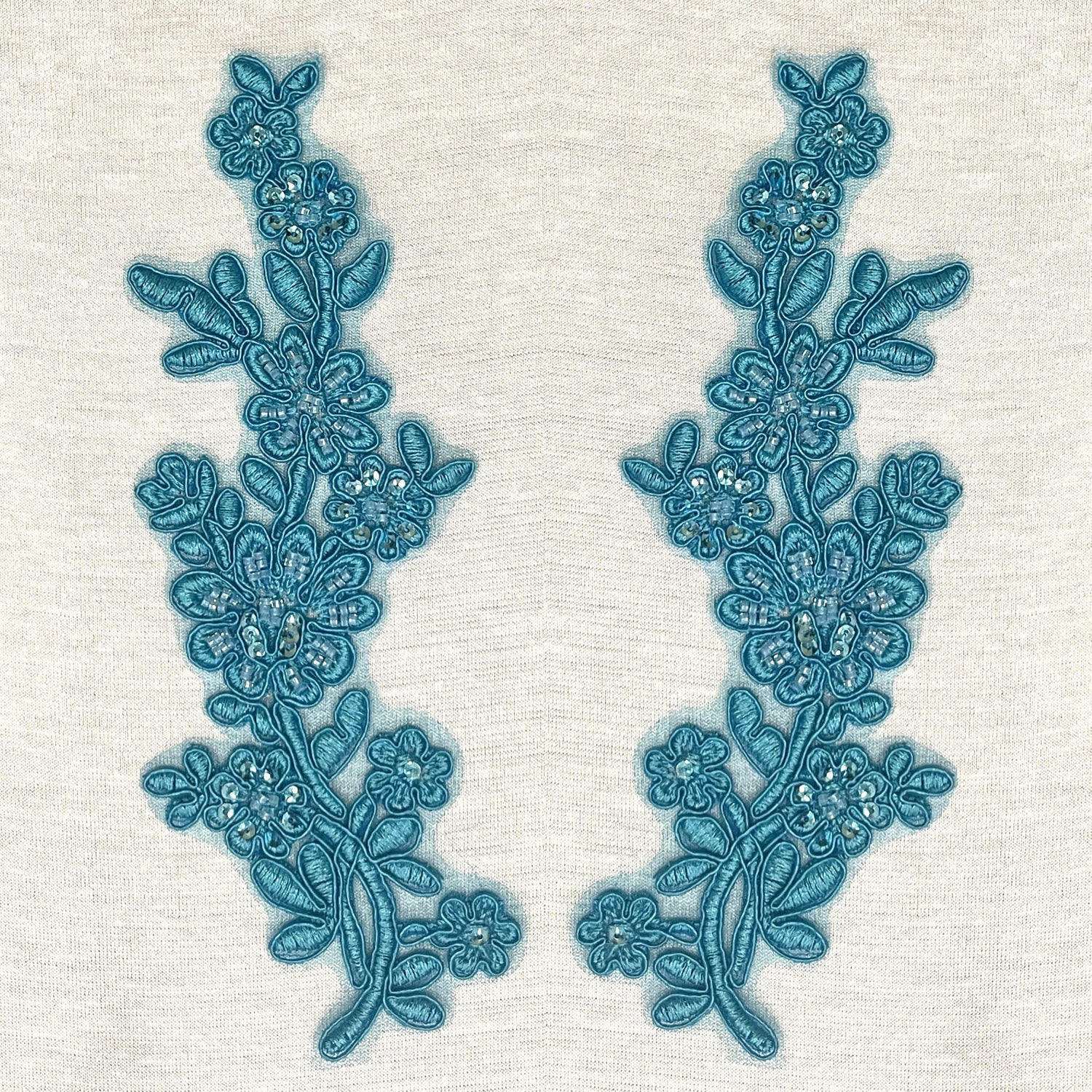 Beaded Floral Lace Applique