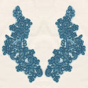 Beaded Corded Floral Lace Applique Pair