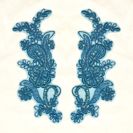 Beaded Corded Floral Lace Applique