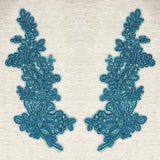Beaded Floral Lace Applique on Polyester Mesh