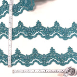 Beaded Corded Lace Trim on Net Mesh