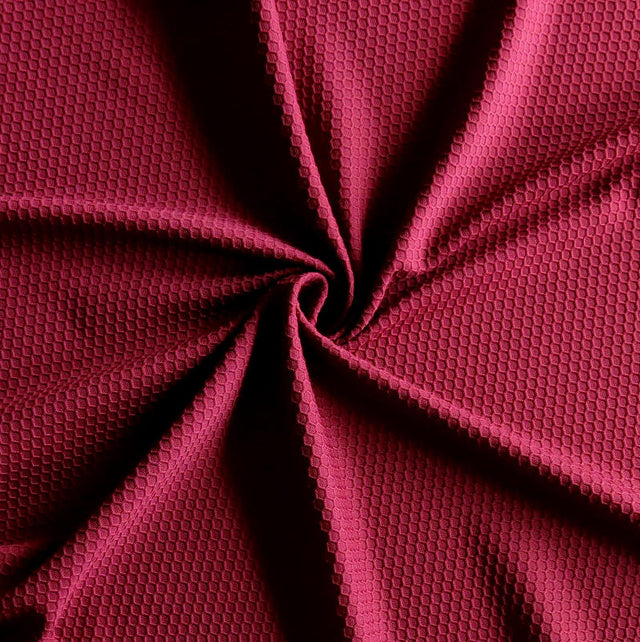 Dri-Fit Hexagon Jacquard Lycra Jersey Knit Fabric - Team Maroon