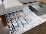 Tess 913 Blue Polyester Area Rug - Blue, Machine Made, Made In Turkey (5' 3" X 7' 4")